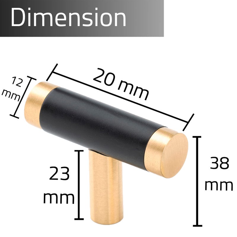 Linkaa 5 Pack ä¸¨Kitchen Cabinet Knobs Handles Gold Drawer Pulls with Black Planting,Single Hole Drawer Knobs for Kitchen Cabinet Dresser Knobs Black (5 Packï¼ŒKnobï¼ŒSolid Brass) - Image 3